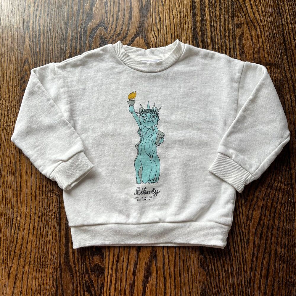 Mini Rodini Cat-themed Statue of Liberty Sweatshirt (2-3Y 92/98 cm)